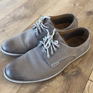 Good Condition Clarks Farli Walk Grey Nubuck Leather Shoe 9.5 Oxford Lace Up 8.5